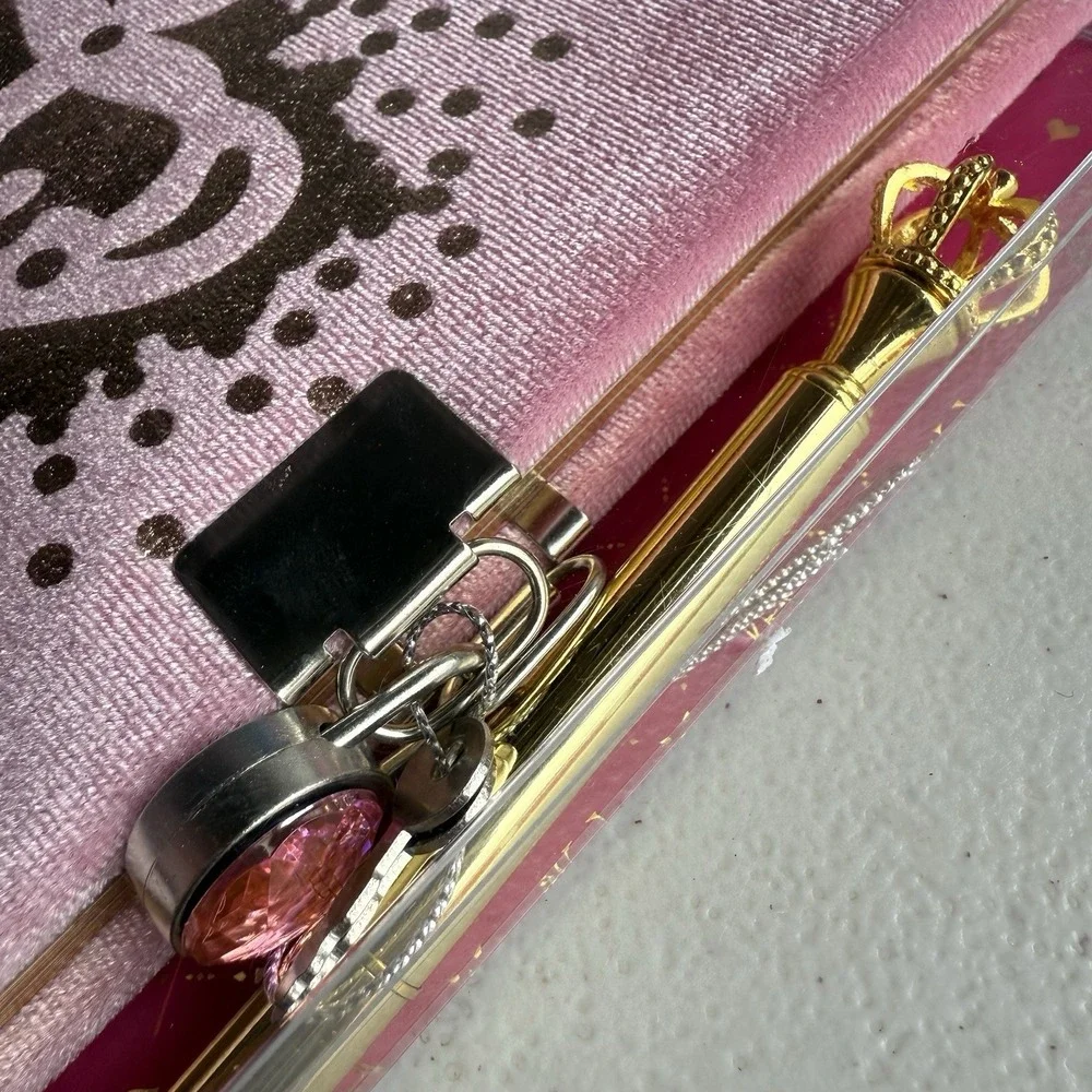 Make It Real Juicy Couture Velvet Locking Journal Set Crown Pen - Y2K Room Decor